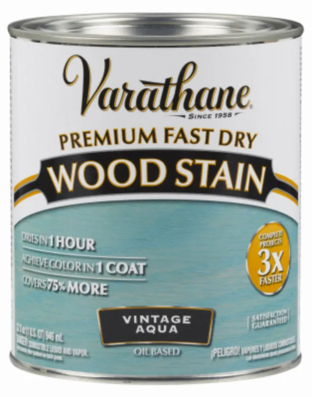 Varathane 297427 Premium Oil-Based Fast Dry Wood Stain, Vintage Aqua, 1 Qt