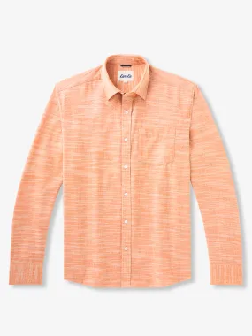 Vintage-Inspired Casual Orange Cotton Linen Shirt