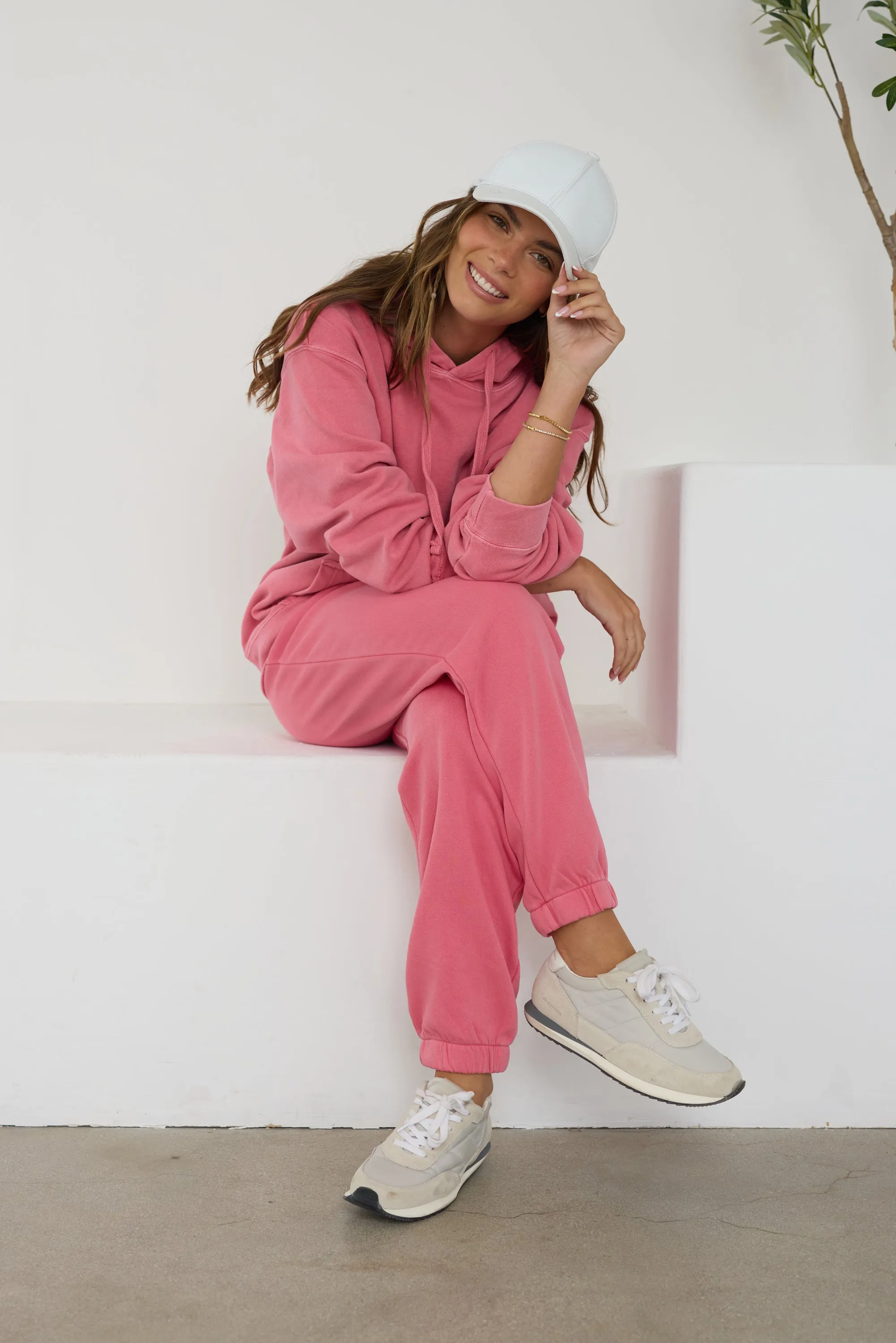Washed Red Pigment Dye Jogger