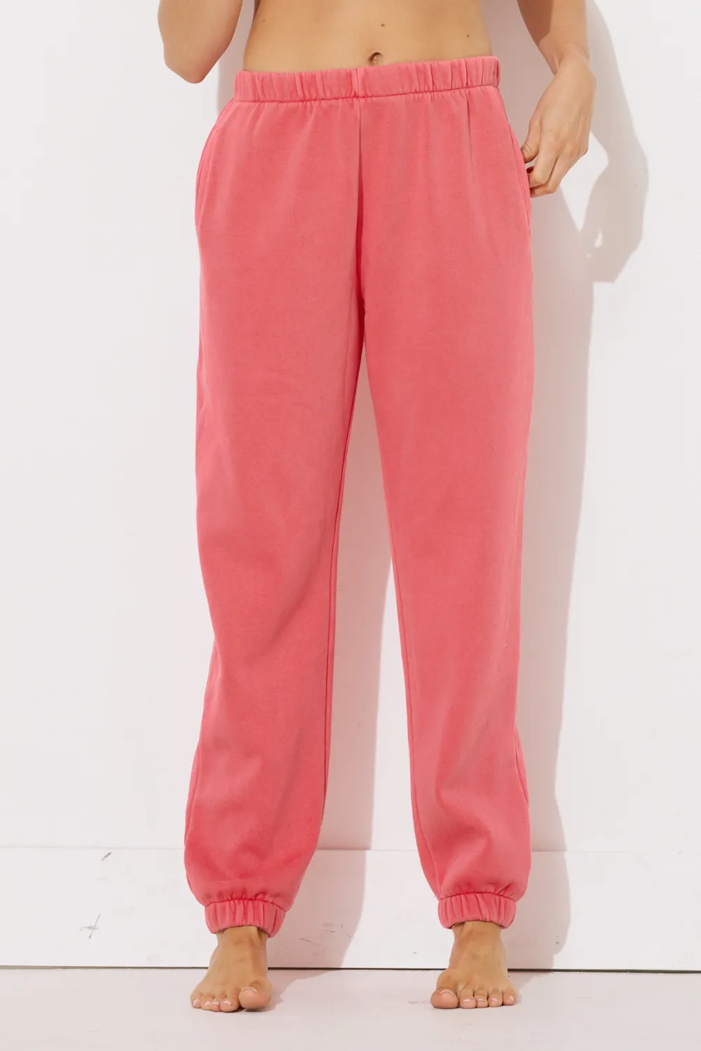 Washed Red Pigment Dye Jogger