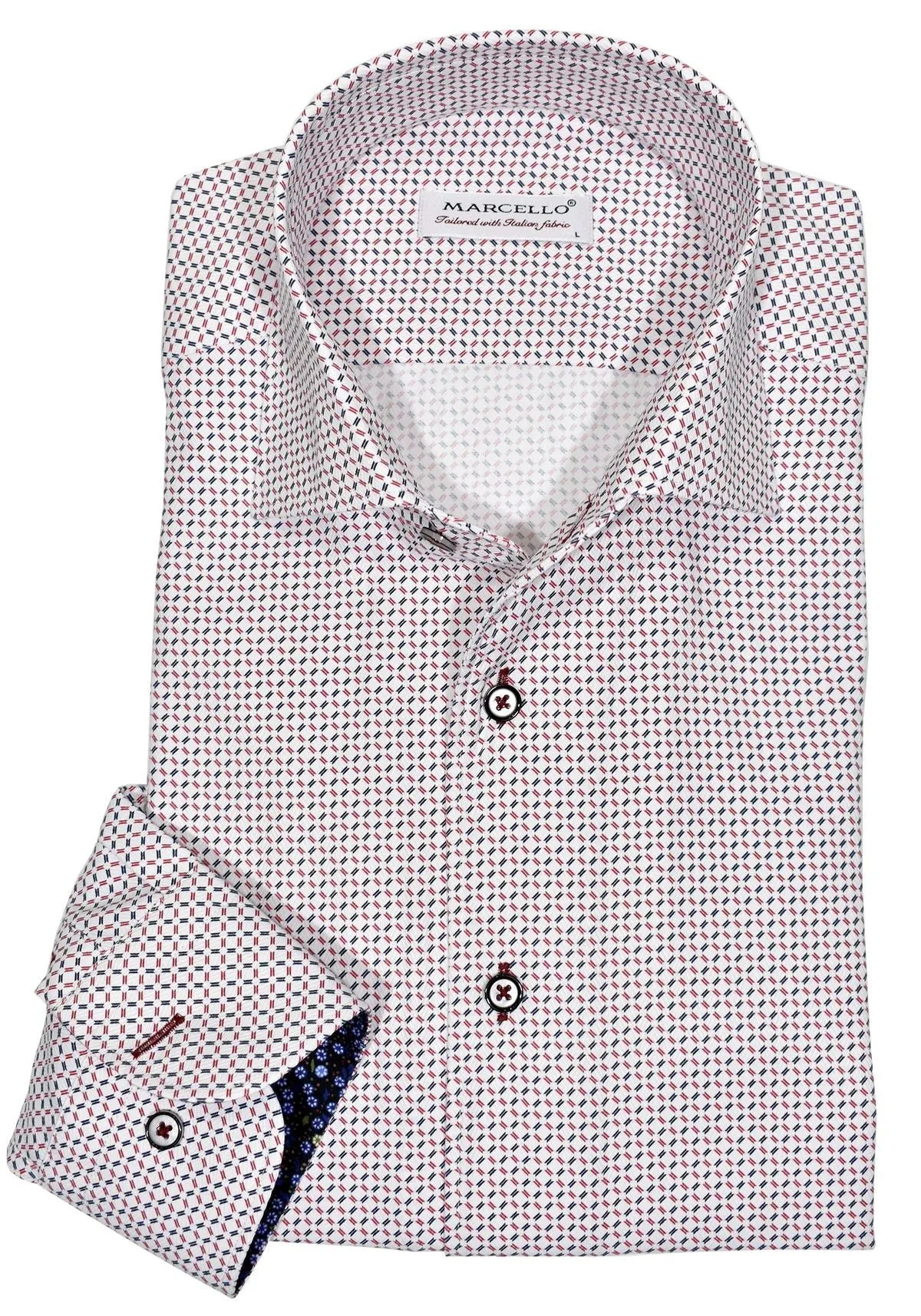 WM608R Slim Fit Red Diagonal Roll Collar