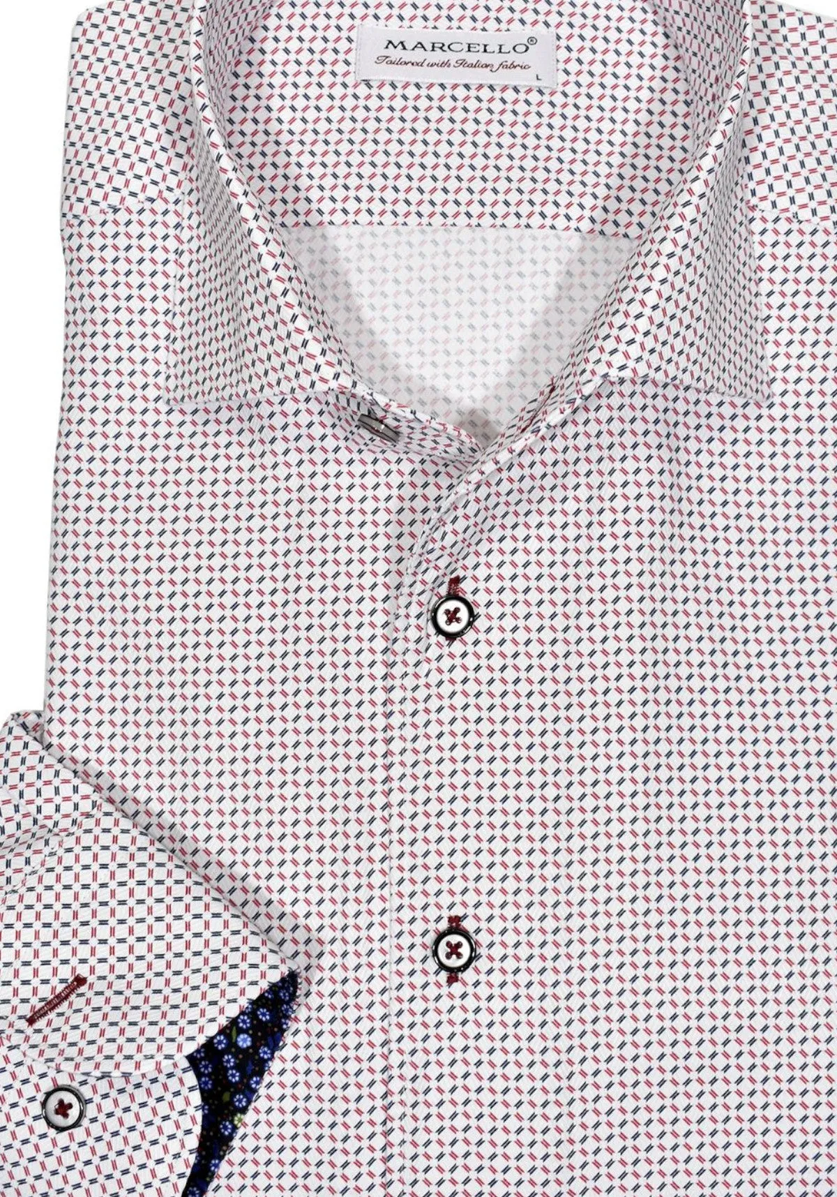 WM608R Slim Fit Red Diagonal Roll Collar