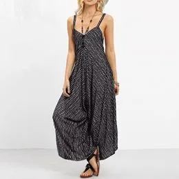 Women Striped Long Casual Jumpsuit Plus Size