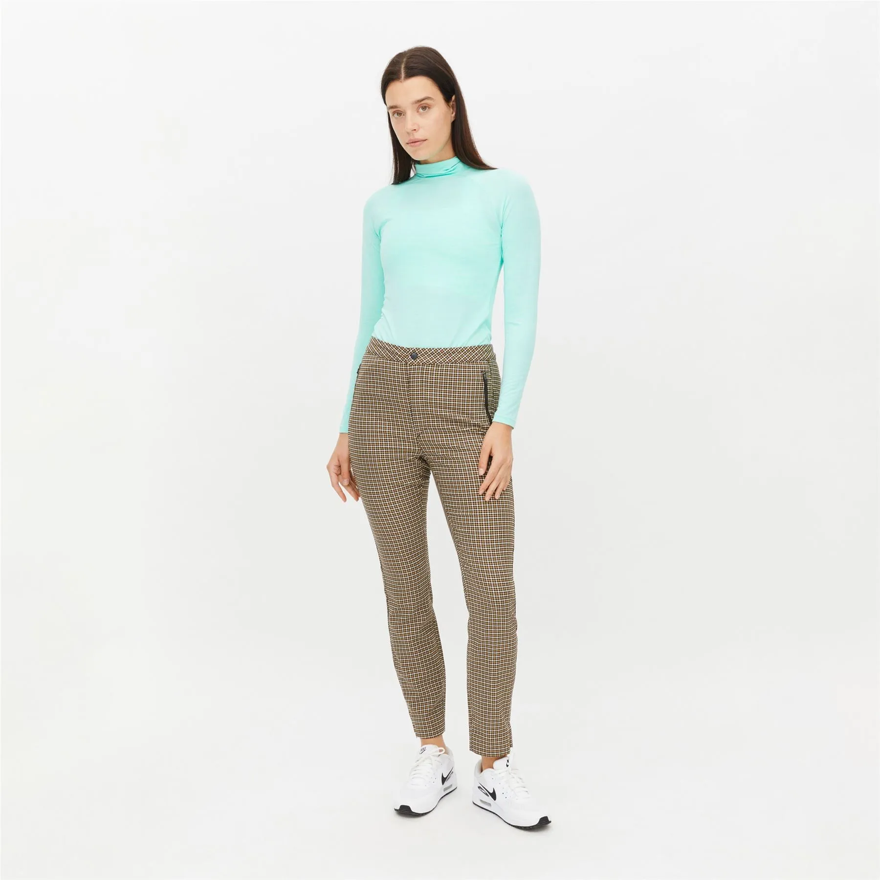 Womens Jess Yarn Dye Trousers Check Brown - AW24