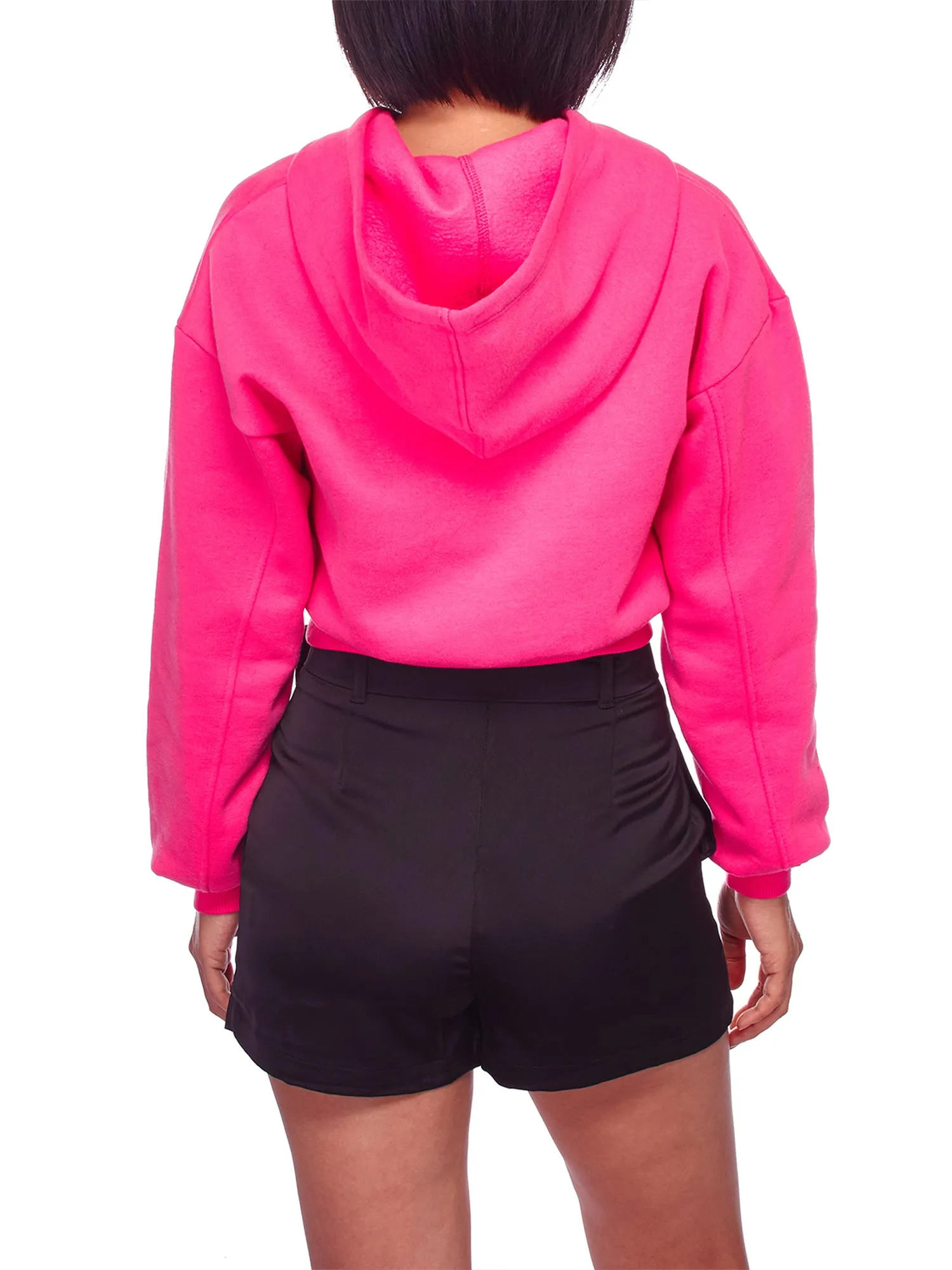 Women's Solid Long Sleeve Casual Pullover Crop Hoodie Sweatshirt (FWH1072)