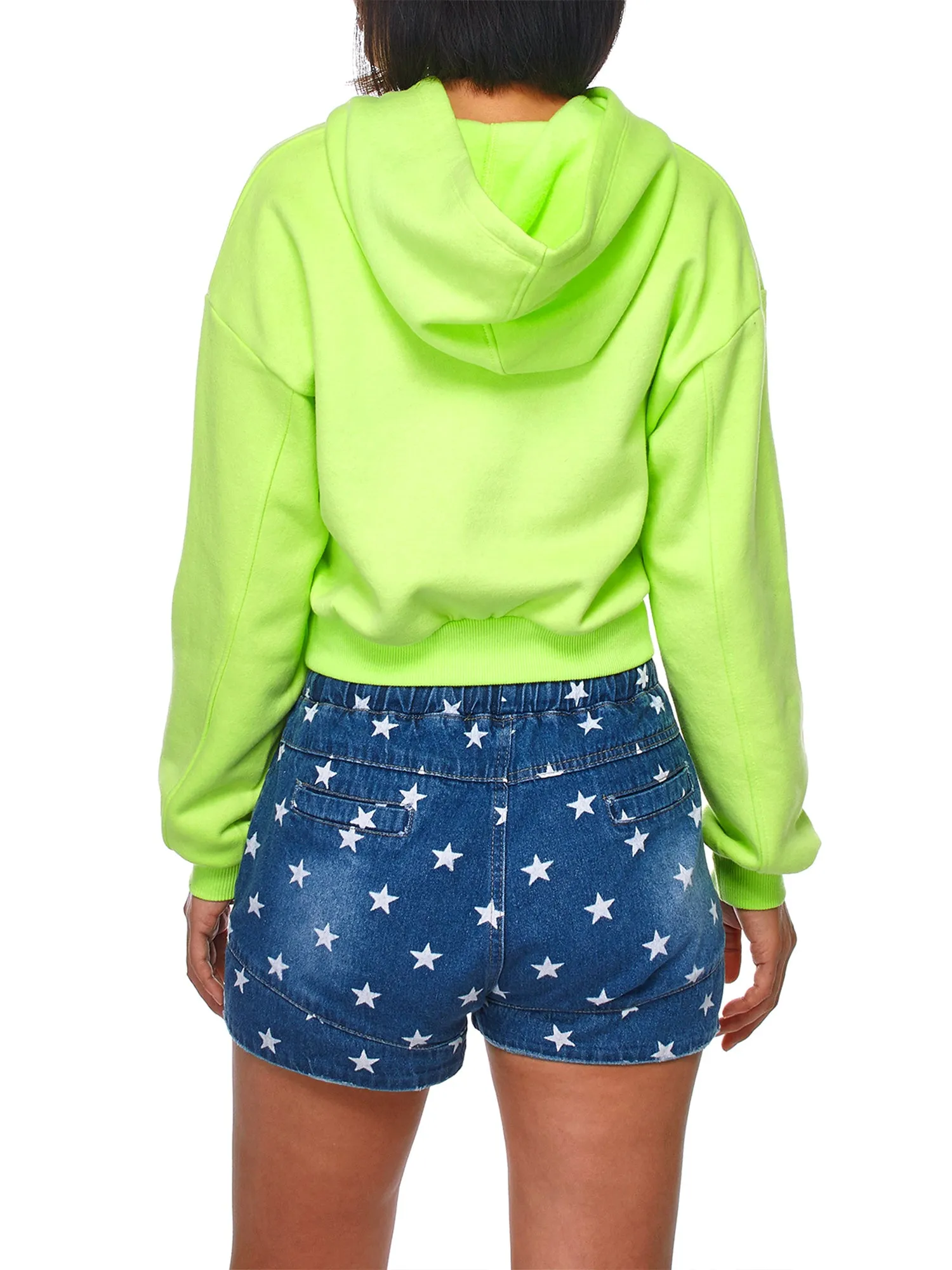 Women's Solid Long Sleeve Casual Pullover Crop Hoodie Sweatshirt (FWH1072)