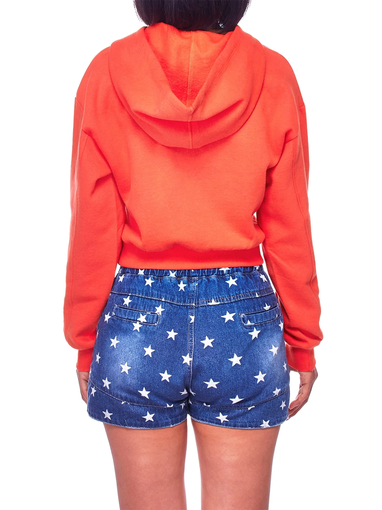 Women's Solid Long Sleeve Casual Pullover Crop Hoodie Sweatshirt (FWH1072)