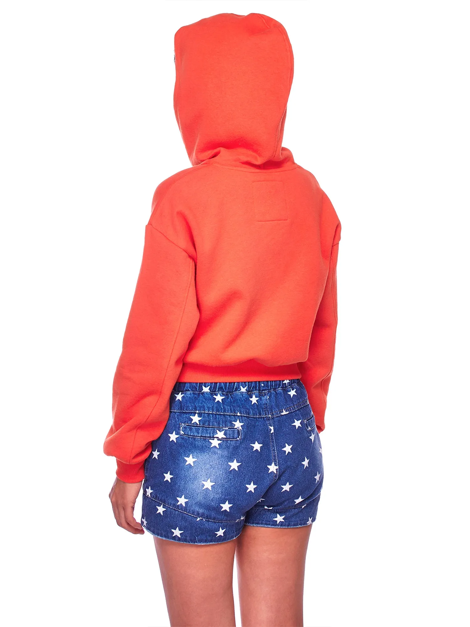 Women's Solid Long Sleeve Casual Pullover Crop Hoodie Sweatshirt (FWH1072)