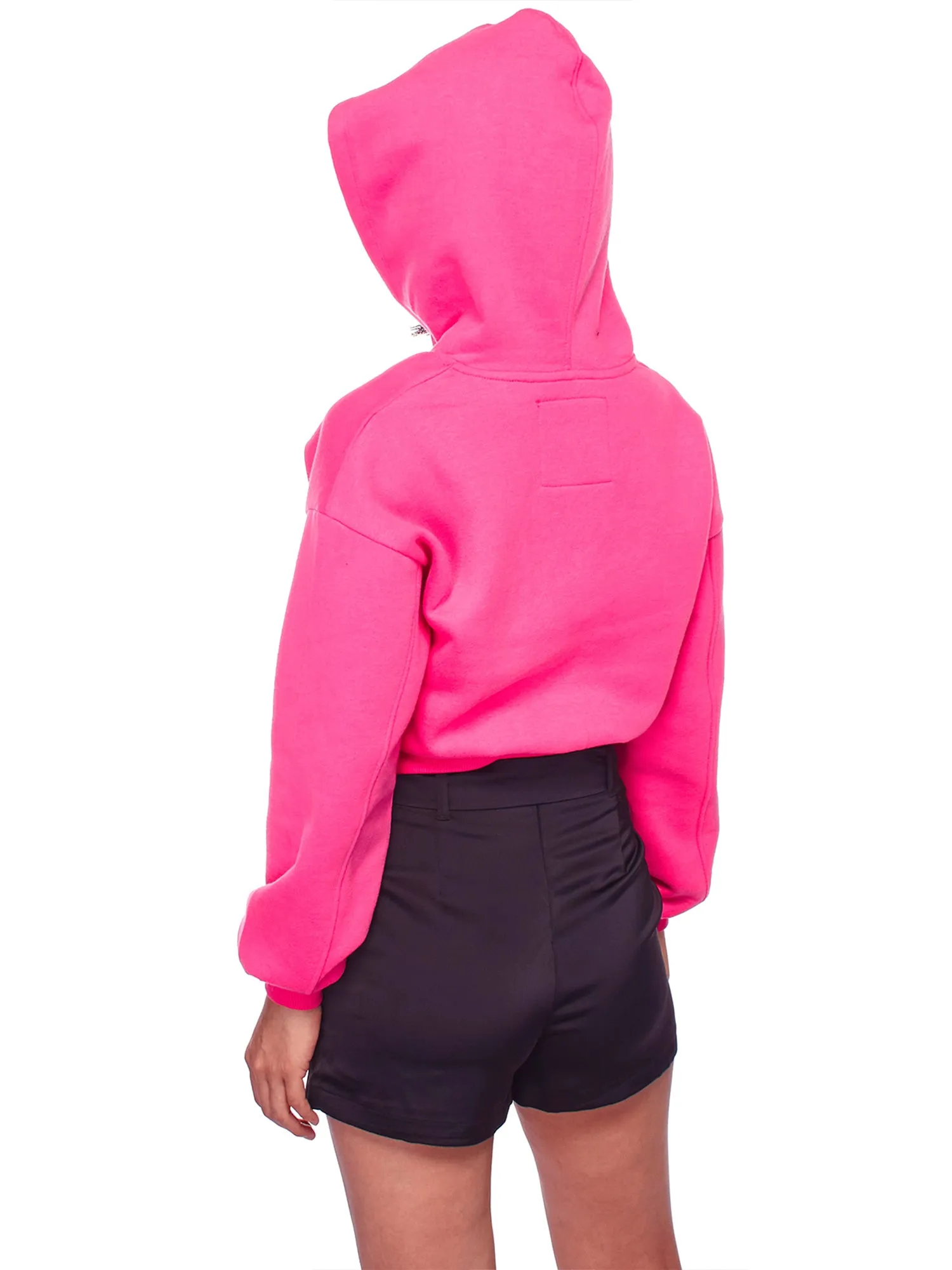 Women's Solid Long Sleeve Casual Pullover Crop Hoodie Sweatshirt (FWH1072)