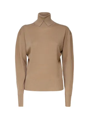 Wool Turtleneck Sweater with Slit