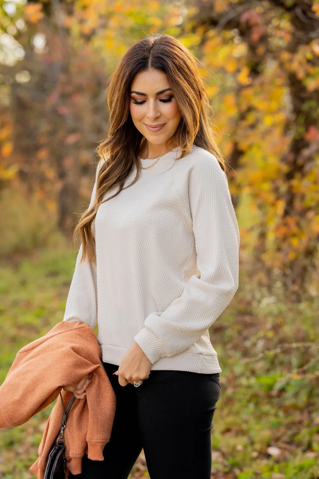 Woven Textured Sweatshirt