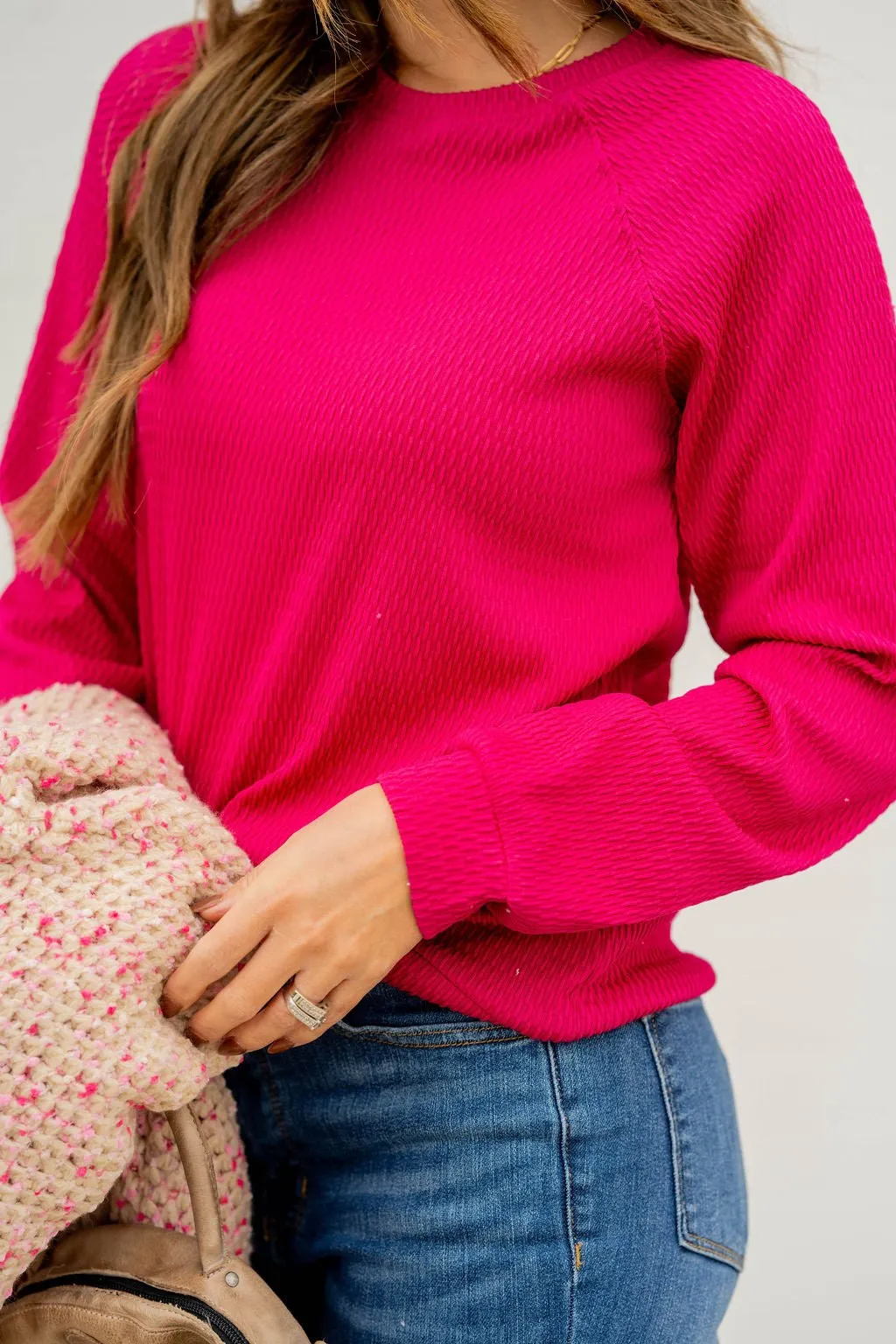 Woven Textured Sweatshirt