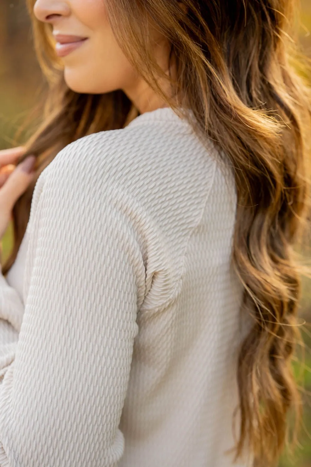 Woven Textured Sweatshirt
