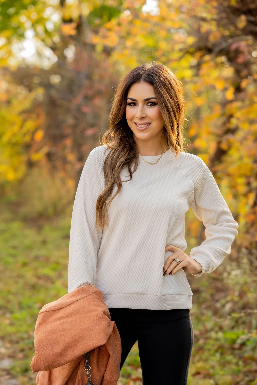 Woven Textured Sweatshirt
