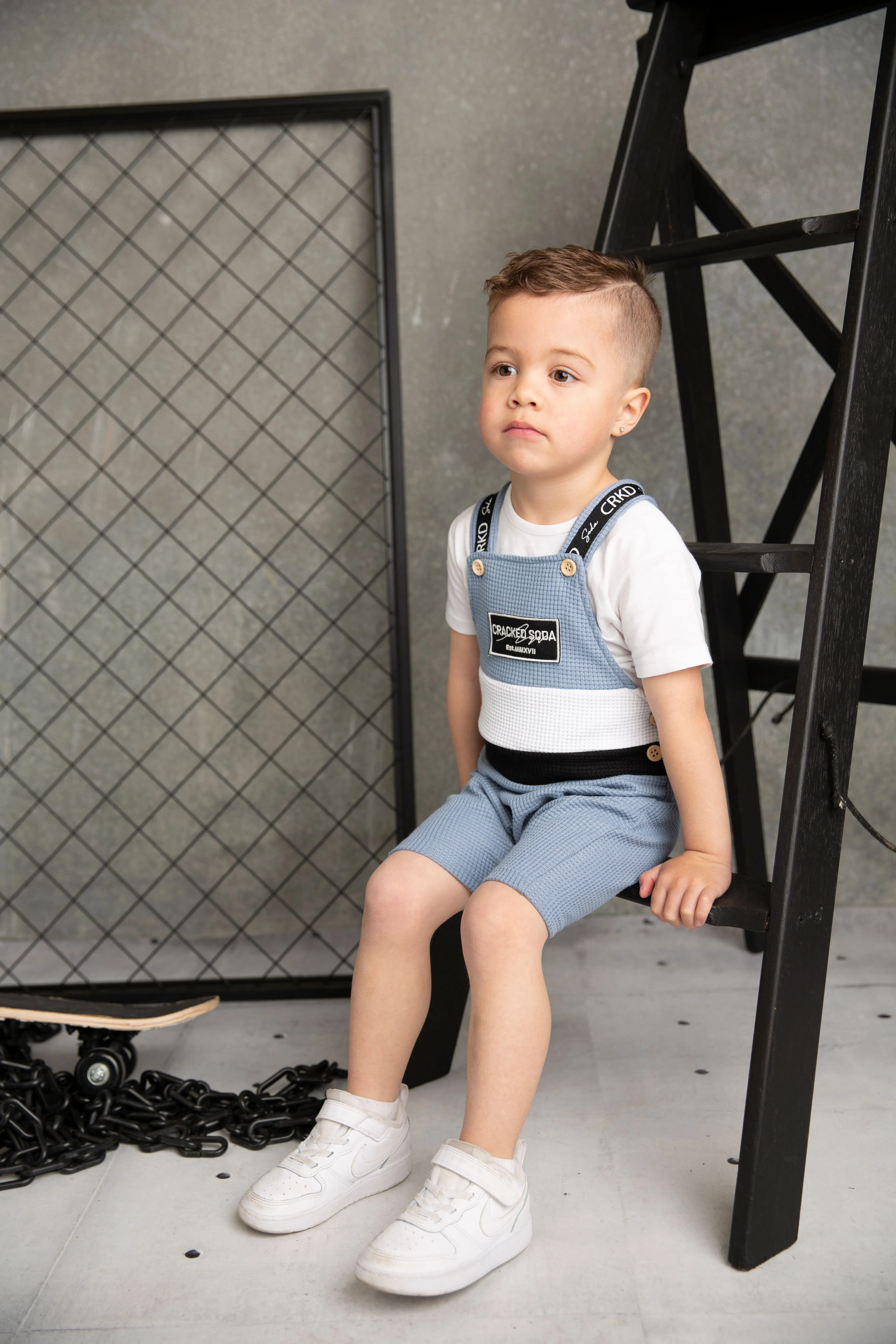 Xavier 2pce Overall Set - Dusty Blue