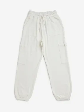 Y&F Kids White High-Rise Joggers