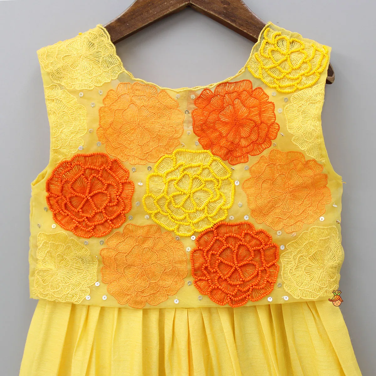 Yellow Jumpsuit With Embroidered Top