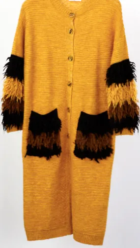 Yellow Sweater Dress Layered Sleeve